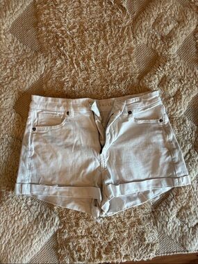 American Eagle Outfitters White Rolled-Hem Jean Shorts